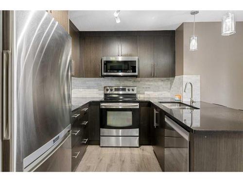 6310-155 Skyview Ranch Way Ne, Calgary, AB - Indoor Photo Showing Kitchen With Stainless Steel Kitchen With Double Sink With Upgraded Kitchen