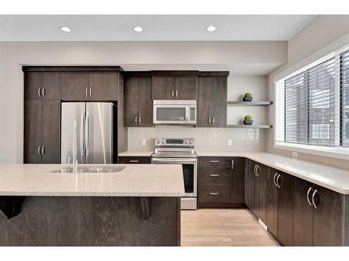 201 Nolanlake Villas Nw, Calgary, AB - Indoor Photo Showing Kitchen With Stainless Steel Kitchen With Double Sink With Upgraded Kitchen