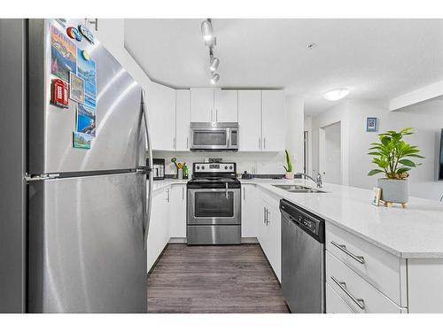 4113-181 Skyview Ranch Manor Ne, Calgary, AB - Indoor Photo Showing Kitchen With Stainless Steel Kitchen With Double Sink