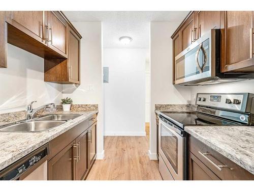 406-635 56 Avenue Sw, Calgary, AB - Indoor Photo Showing Kitchen With Double Sink