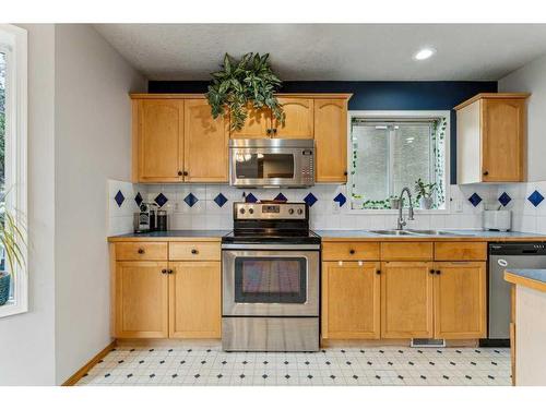 195 Erin Park Drive Se, Calgary, AB - Indoor Photo Showing Kitchen With Double Sink