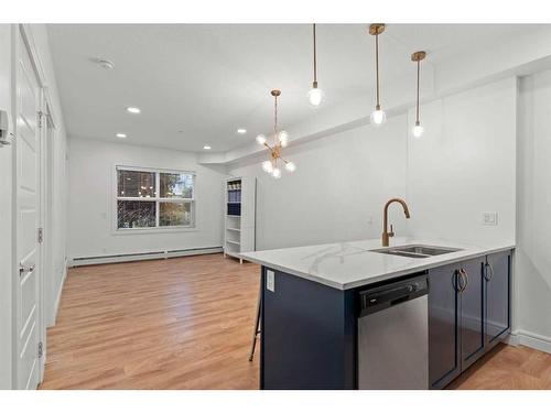 101-19621 40 Street Se, Calgary, AB - Indoor Photo Showing Kitchen With Double Sink With Upgraded Kitchen