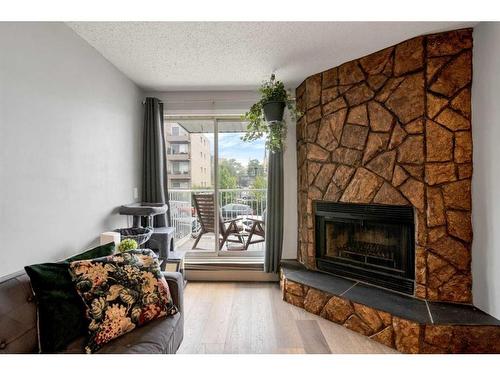 303-1919 17 Avenue Sw, Calgary, AB - Indoor Photo Showing Living Room With Fireplace