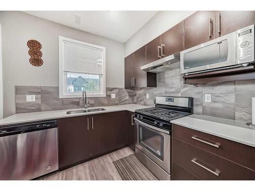 202-515 Redstone Walk Ne, Calgary, AB - Indoor Photo Showing Kitchen With Stainless Steel Kitchen With Double Sink