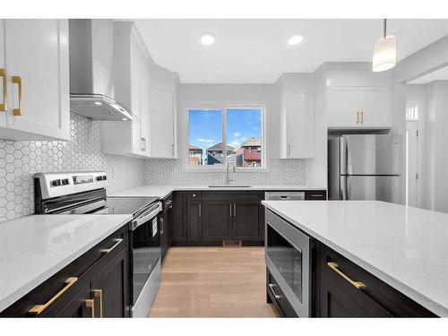 10 Savanna Rise Ne, Calgary, AB - Indoor Photo Showing Kitchen With Stainless Steel Kitchen With Upgraded Kitchen