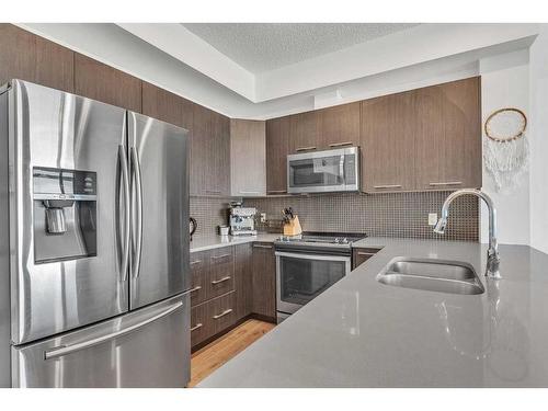 403-214 Sherwood Square Nw, Calgary, AB - Indoor Photo Showing Kitchen With Stainless Steel Kitchen With Double Sink With Upgraded Kitchen