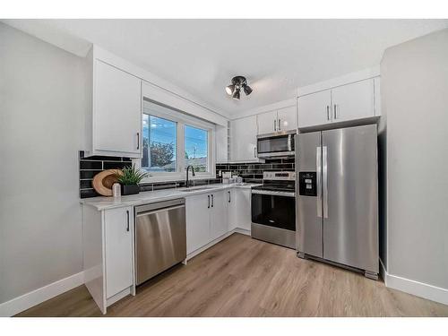 352 Queensland Drive Se, Calgary, AB - Indoor Photo Showing Kitchen With Stainless Steel Kitchen With Double Sink