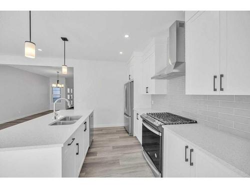 35 Homestead Passage, Calgary, AB - Indoor Photo Showing Kitchen With Double Sink With Upgraded Kitchen