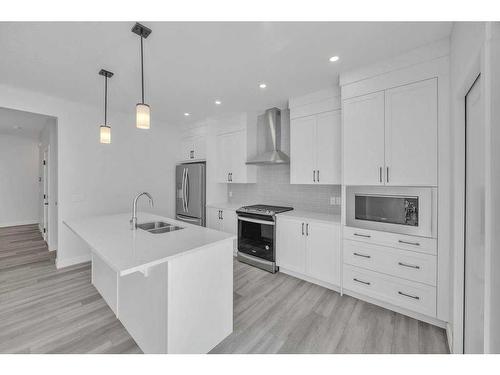 35 Homestead Passage, Calgary, AB - Indoor Photo Showing Kitchen With Stainless Steel Kitchen With Double Sink With Upgraded Kitchen