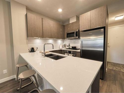 116-823 5 Avenue Nw, Calgary, AB - Indoor Photo Showing Kitchen With Double Sink With Upgraded Kitchen