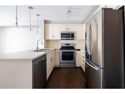 202-130 Auburn Meadows View Se, Calgary, AB - Indoor Photo Showing Kitchen With Stainless Steel Kitchen With Double Sink With Upgraded Kitchen