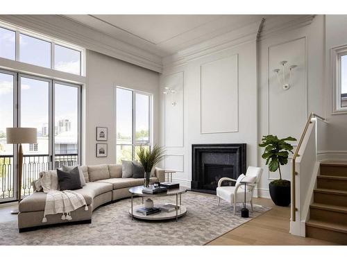 133 24 Avenue Sw, Calgary, AB - Indoor Photo Showing Living Room With Fireplace