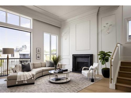 133 24 Avenue Sw, Calgary, AB - Indoor Photo Showing Living Room With Fireplace