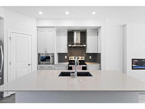 300 Dawson Drive, Chestermere, AB - Indoor Photo Showing Kitchen With Stainless Steel Kitchen With Upgraded Kitchen