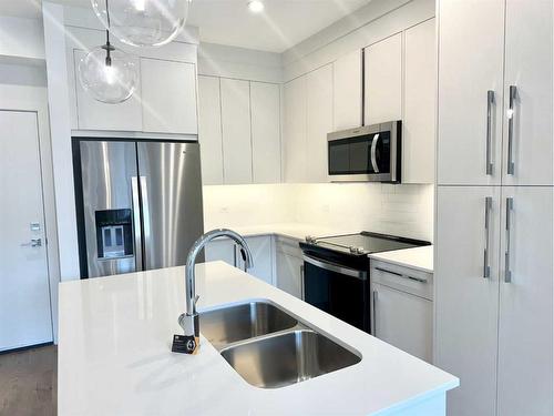 2220-395 Skyview Parkway Ne, Calgary, AB - Indoor Photo Showing Kitchen With Double Sink With Upgraded Kitchen