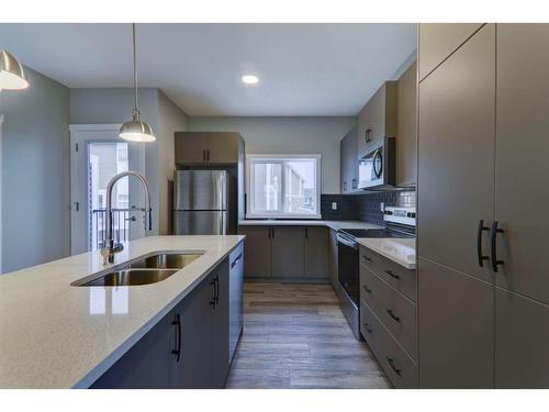 116 Walden Lane Se, Calgary, AB - Indoor Photo Showing Kitchen With Double Sink