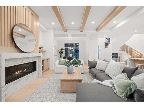 1516 23 Street Nw, Calgary, AB - Indoor Photo Showing Living Room With Fireplace