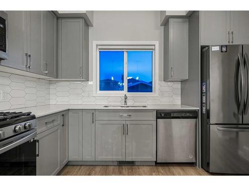 155 Corner Meadows Grove Ne, Calgary, AB - Indoor Photo Showing Kitchen With Stainless Steel Kitchen With Double Sink