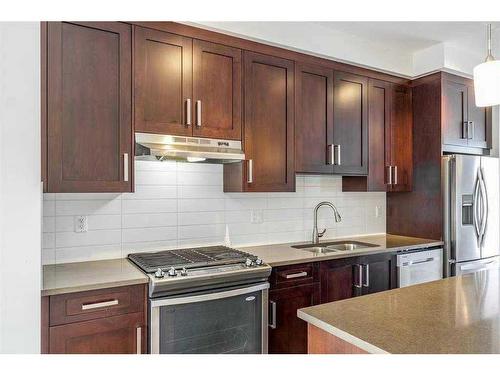 57 Sherwood Lane Nw, Calgary, AB - Indoor Photo Showing Kitchen With Stainless Steel Kitchen With Double Sink With Upgraded Kitchen