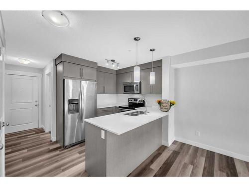 2310-302 Skyview Ranch Drive Ne, Calgary, AB - Indoor Photo Showing Kitchen With Stainless Steel Kitchen With Double Sink With Upgraded Kitchen