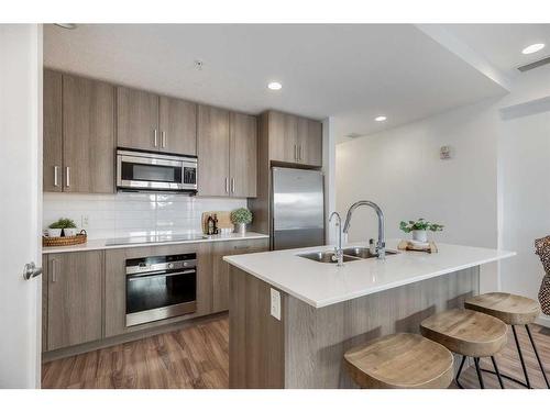 101-1629 38 Street Sw, Calgary, AB - Indoor Photo Showing Kitchen With Stainless Steel Kitchen With Double Sink With Upgraded Kitchen