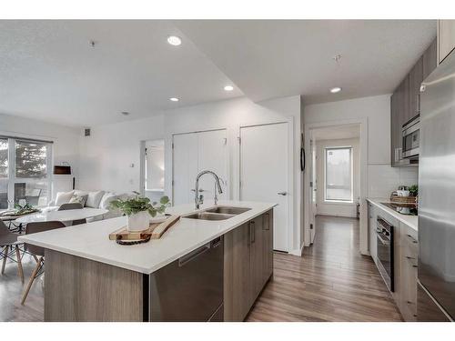 101-1629 38 Street Sw, Calgary, AB - Indoor Photo Showing Kitchen With Double Sink With Upgraded Kitchen