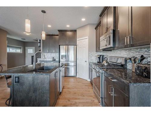 201 Hillcrest Drive Sw, Airdrie, AB - Indoor Photo Showing Kitchen With Double Sink With Upgraded Kitchen