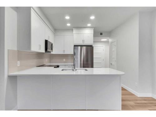 115-125 Wolf Hollow Crescent Se, Calgary, AB - Indoor Photo Showing Kitchen With Stainless Steel Kitchen With Double Sink