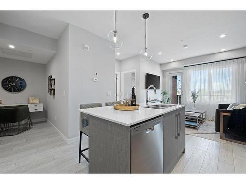 1111-395 Skyview Parkway Ne, Calgary, AB - Indoor Photo Showing Kitchen With Double Sink With Upgraded Kitchen