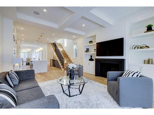 1907 Broadview Road Nw, Calgary, AB - Indoor Photo Showing Living Room With Fireplace