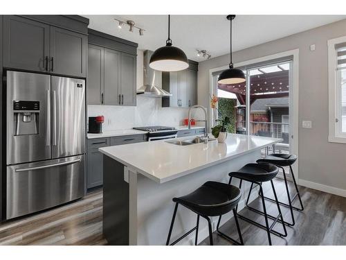 116 Livingston Parade Ne, Calgary, AB - Indoor Photo Showing Kitchen With Double Sink With Upgraded Kitchen