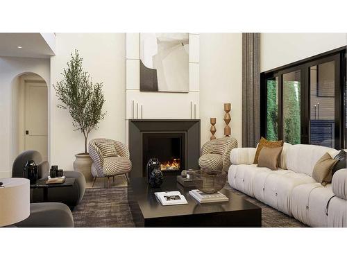 400 Pine Springs Cove, Rural Foothills County, AB - Indoor Photo Showing Living Room With Fireplace