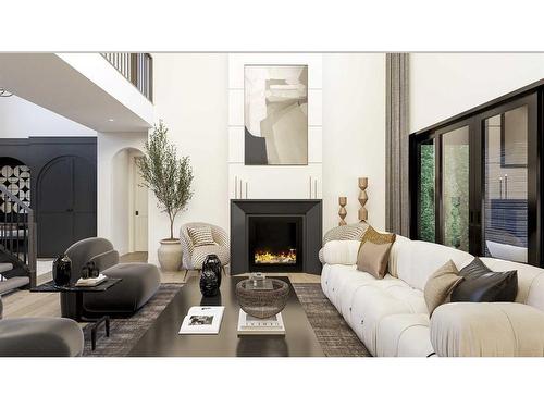 400 Pine Springs Cove, Rural Foothills County, AB - Indoor Photo Showing Living Room With Fireplace