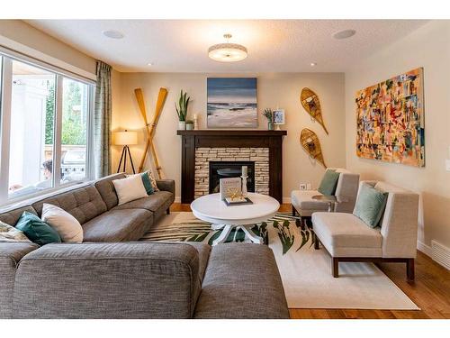 107 Auburn Sound Manor Se, Calgary, AB - Indoor Photo Showing Living Room With Fireplace