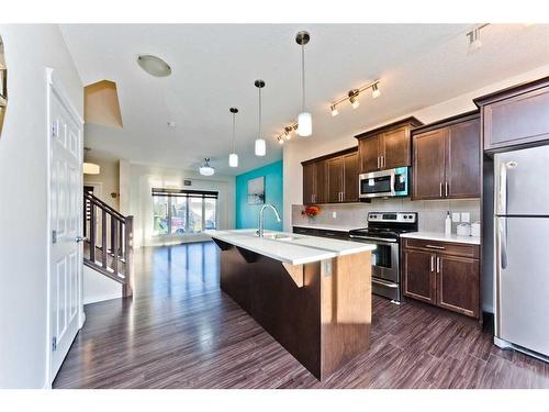 19 Savanna Parade Ne, Calgary, AB - Indoor Photo Showing Kitchen With Stainless Steel Kitchen With Upgraded Kitchen