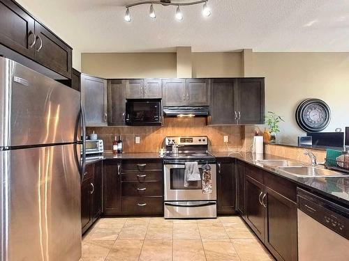 303-2012 1 Street Nw, Calgary, AB - Indoor Photo Showing Kitchen With Stainless Steel Kitchen With Double Sink With Upgraded Kitchen