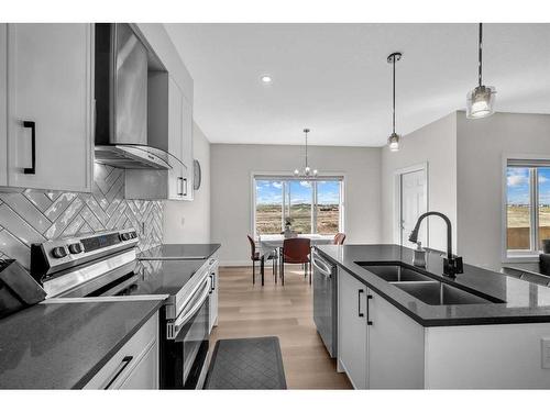 1021 Waterford Drive, Chestermere, AB - Indoor Photo Showing Kitchen With Stainless Steel Kitchen With Double Sink With Upgraded Kitchen