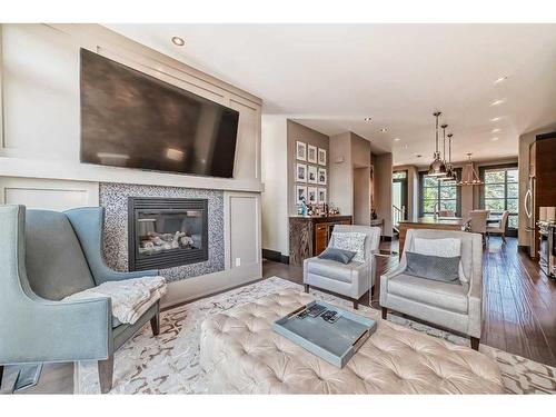 2229 30 Street Sw, Calgary, AB - Indoor Photo Showing Living Room With Fireplace