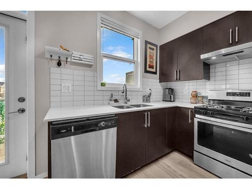 202-415 Redstone Walk Ne, Calgary, AB - Indoor Photo Showing Kitchen With Double Sink