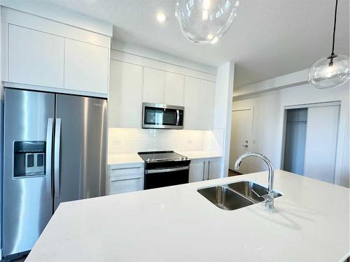 2304-395 Skyview Parkway Ne, Calgary, AB - Indoor Photo Showing Kitchen With Double Sink With Upgraded Kitchen