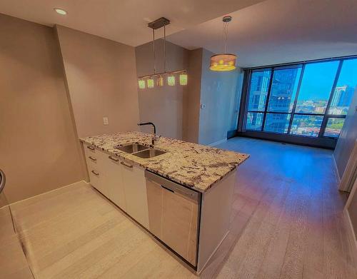 808-225 11 Avenue Se, Calgary, AB - Indoor Photo Showing Kitchen With Double Sink