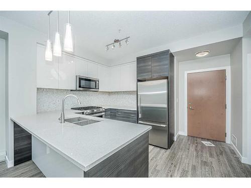 3322-95 Burma Star Road Sw, Calgary, AB - Indoor Photo Showing Kitchen With Stainless Steel Kitchen With Double Sink With Upgraded Kitchen