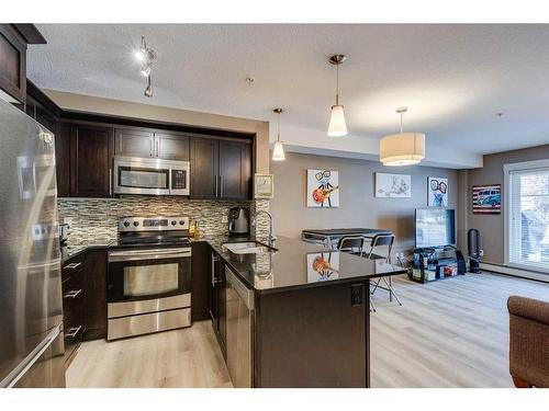 3110-155 Skyview Ranch Way Ne, Calgary, AB - Indoor Photo Showing Kitchen With Stainless Steel Kitchen With Upgraded Kitchen