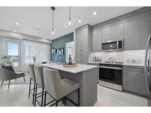 2215-395 Skyview Parkway Ne, Calgary, AB - Indoor Photo Showing Kitchen With Stainless Steel Kitchen With Upgraded Kitchen