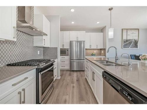 300 Walgrove Boulevard Se, Calgary, AB - Indoor Photo Showing Kitchen With Double Sink With Upgraded Kitchen