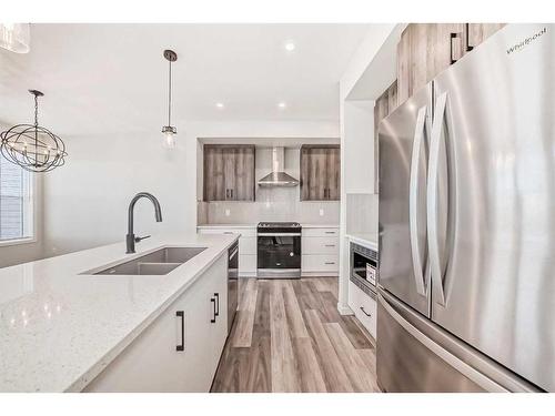 72 Magnolia Bay Se, Calgary, AB - Indoor Photo Showing Kitchen With Stainless Steel Kitchen With Double Sink With Upgraded Kitchen