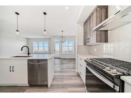 72 Magnolia Bay Se, Calgary, AB - Indoor Photo Showing Kitchen With Stainless Steel Kitchen With Upgraded Kitchen