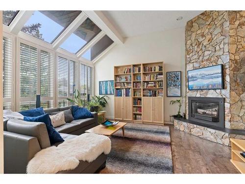 41-700 Ranch Estates Place Nw, Calgary, AB - Indoor Photo Showing Living Room With Fireplace