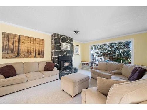 243003 Range Road 270, Rural Rocky View County, AB - Indoor Photo Showing Living Room With Fireplace