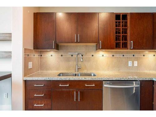 1804-77 Spruce Place Sw, Calgary, AB - Indoor Photo Showing Kitchen With Double Sink